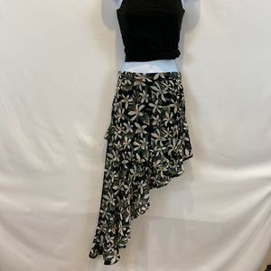 LF Seek the Label asymmetrical floral mini skirt with ruffle hem S NWT